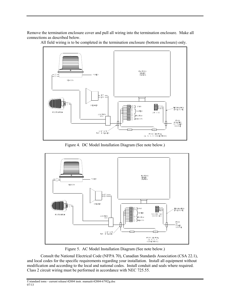 Field wire installation | GAI-Tronics DEX-101 Hazardous Area Driller's Intercom Station User Manual | Page 7 / 15