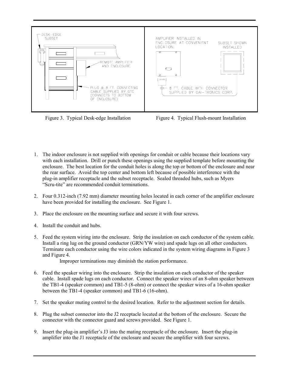 Mounting and wiring instructions | GAI-Tronics 7245-005 SmartSeries Indoor Remote Subset Amplifier Enclosure User Manual | Page 6 / 10