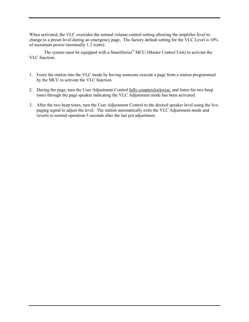Vlc level adjustment | GAI-Tronics 701-905 SmartSeries Handset/Speaker Amplifier User Manual | Page 10 / 17