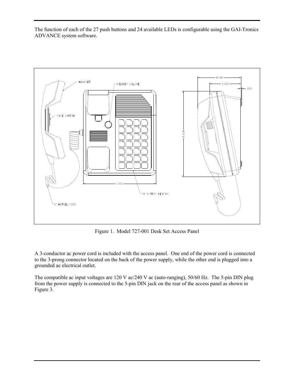 Hardware configuration, Interfaces, Hardware configuration interfaces | GAI-Tronics 727-001 Desktop Access Panel User Manual | Page 2 / 11