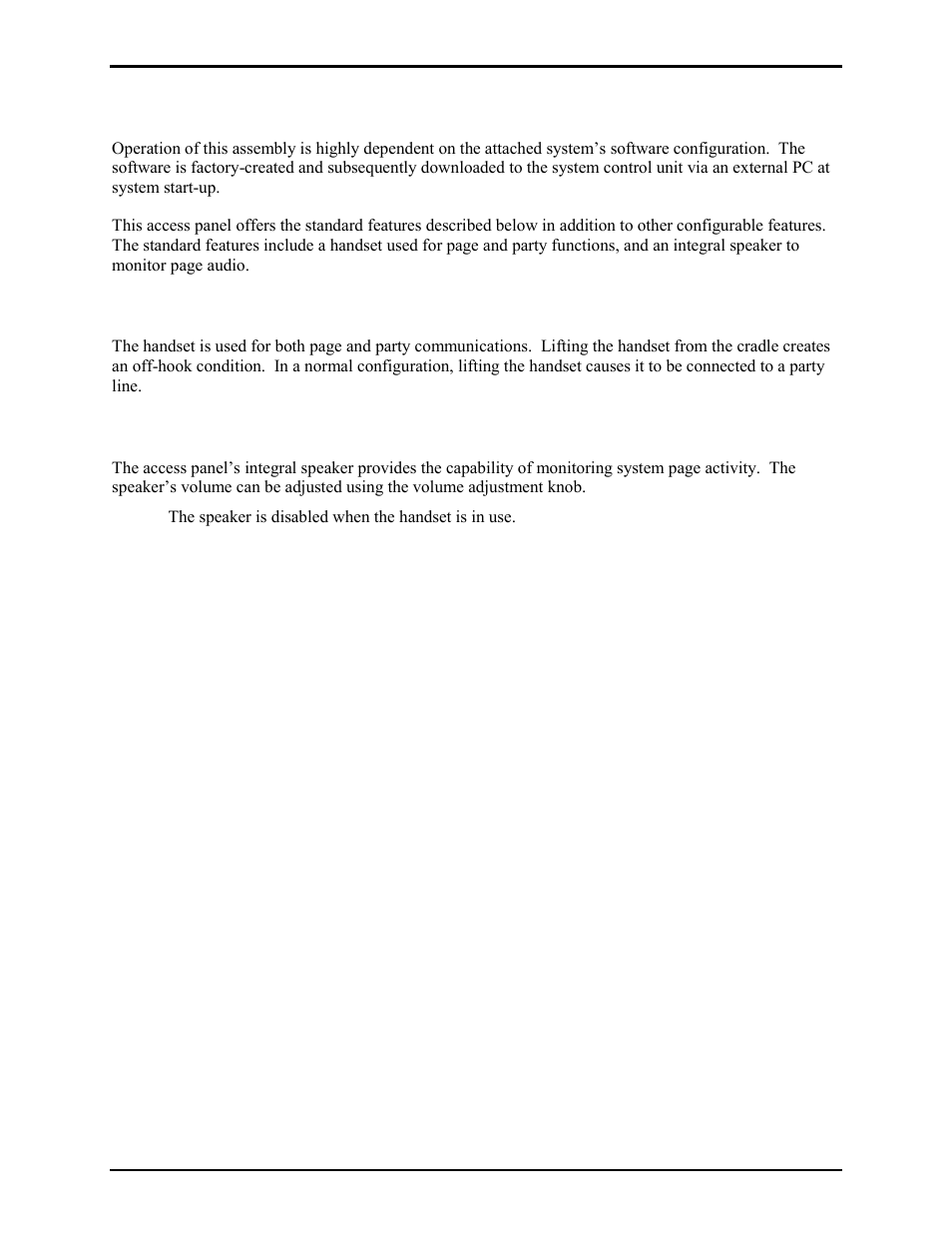 Operation, Handset communications, Speaker and speaker muting | GAI-Tronics 727-001 Desktop Access Panel User Manual | Page 7 / 11