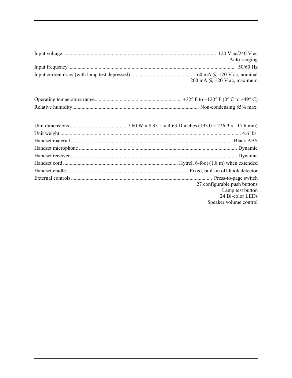 Specifications | GAI-Tronics 727-001 Desktop Access Panel User Manual | Page 9 / 11