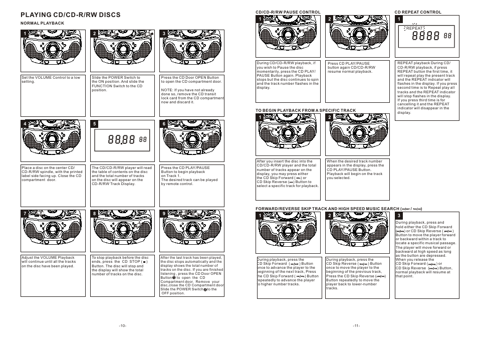 Playing cd/cd-r/rw discs | Curtis SRCD-4400 User Manual | Page 6 / 9
