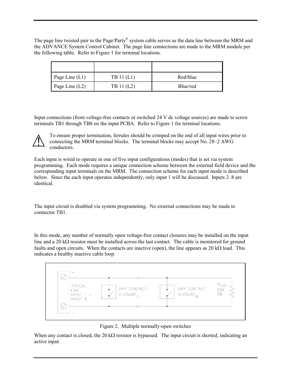 Inputs, Mode 0: deactivate circuit | GAI-Tronics 379-001 Monitored Relay Module (MRM) Station User Manual | Page 4 / 10