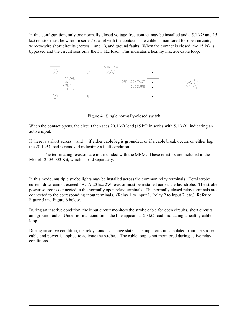 Mode 3: idc single normally-closed (n.c.) switch, Mode 4: iac line supervision | GAI-Tronics 379-001 Monitored Relay Module (MRM) Station User Manual | Page 6 / 10