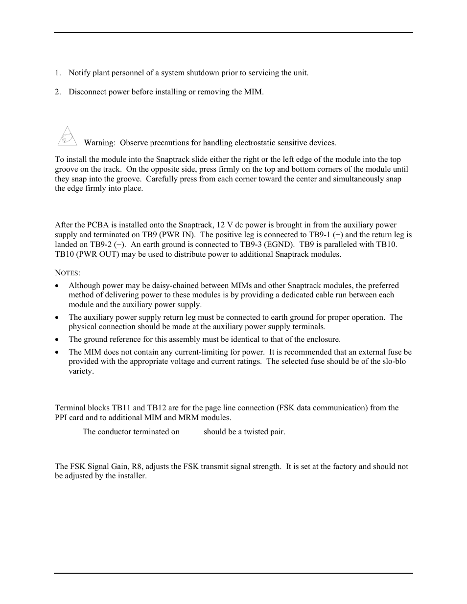 Installation guidelines, Mounting, Power | Data communication line | GAI-Tronics 12578-003 Monitored Input Module (MIM) User Manual | Page 4 / 13