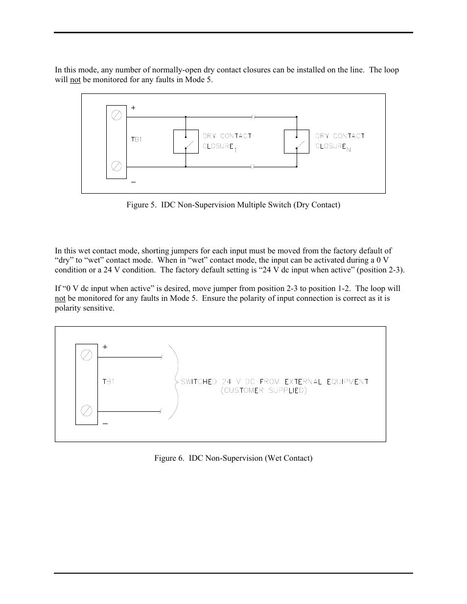 Mode 5: idc non-supervision (wet contact) | GAI-Tronics 12578-003 Monitored Input Module (MIM) User Manual | Page 8 / 13