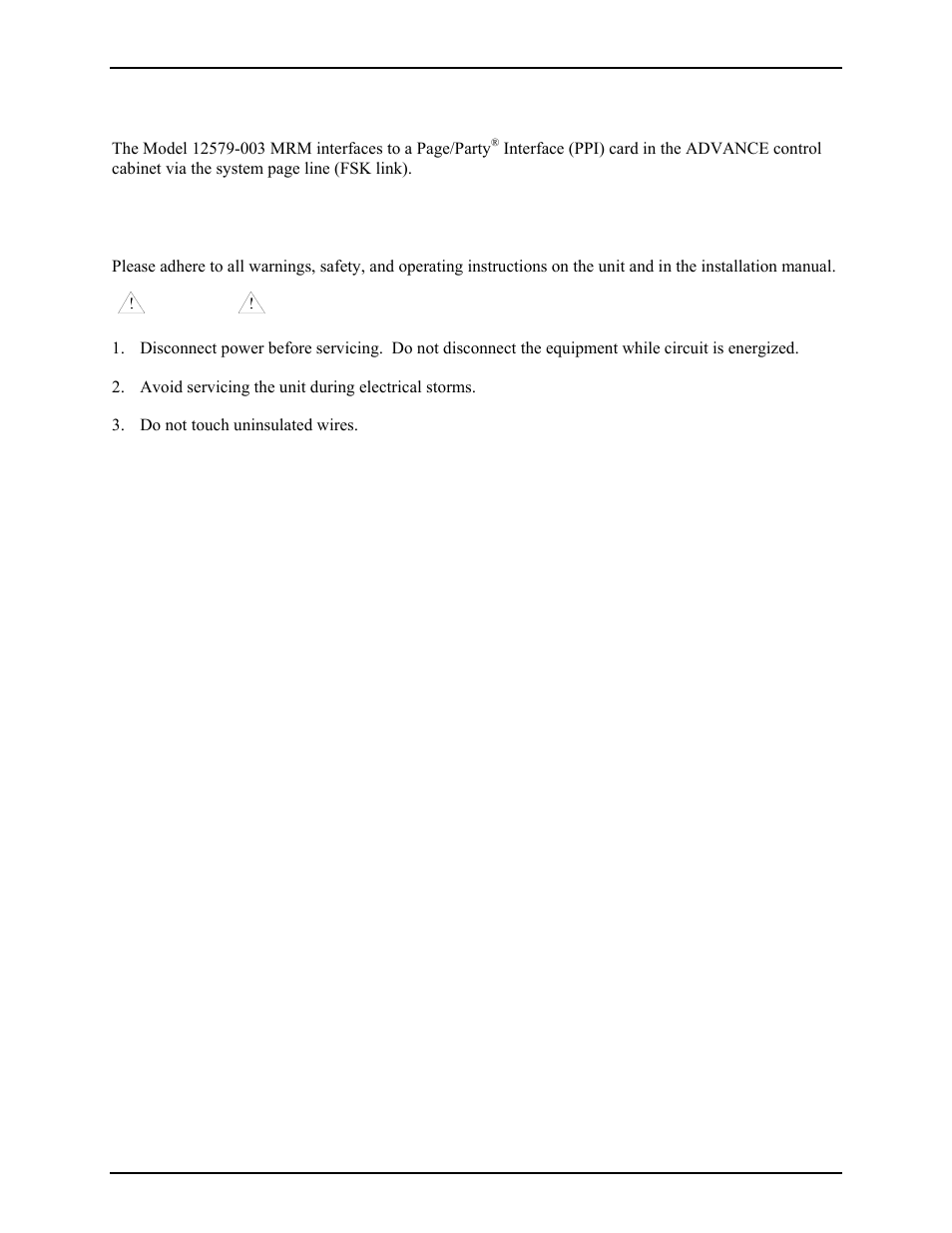 Interfaces, Installation safety guidelines | GAI-Tronics 12579-003 Monitored Relay Module (MRM) User Manual | Page 3 / 17