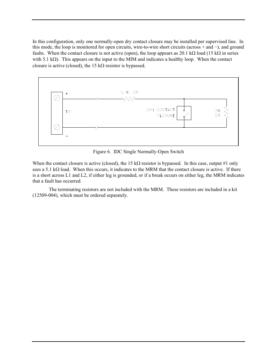 Mode 2: idc single normally-open (n.o.) switch | GAI-Tronics 12579-003 Monitored Relay Module (MRM) User Manual | Page 8 / 17