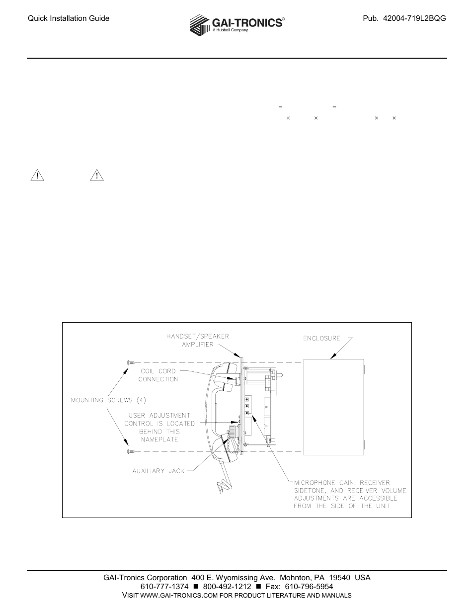 GAI-Tronics 701-904 SmartSeries Handset/Speaker Amplifier with Auxiliary Jack User Manual | 2 pages