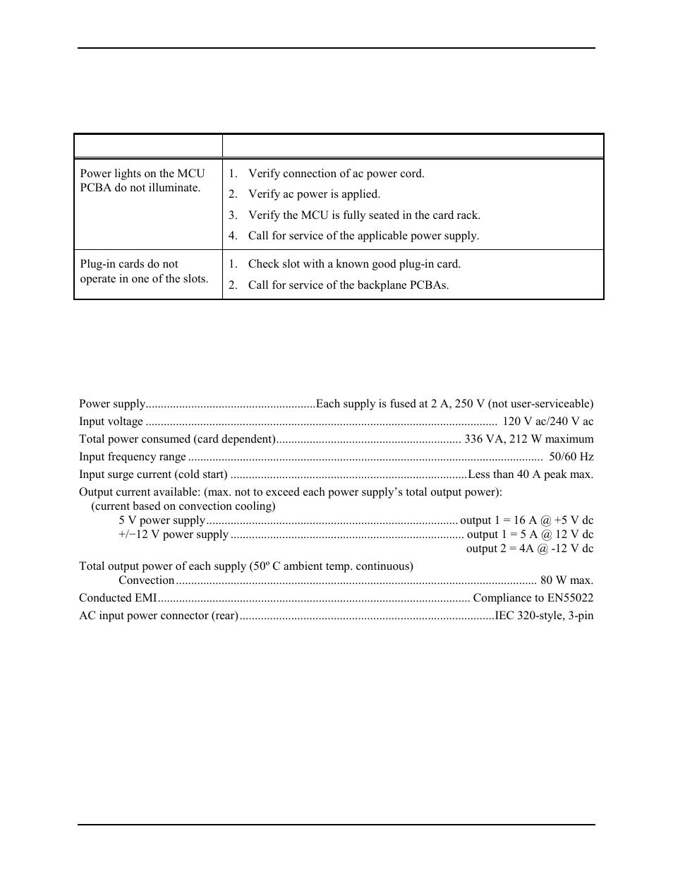 Maintenance, Troubleshooting, Specifications | GAI-Tronics 10457-040 Full Backplane Card Rack Assembly User Manual | Page 4 / 6