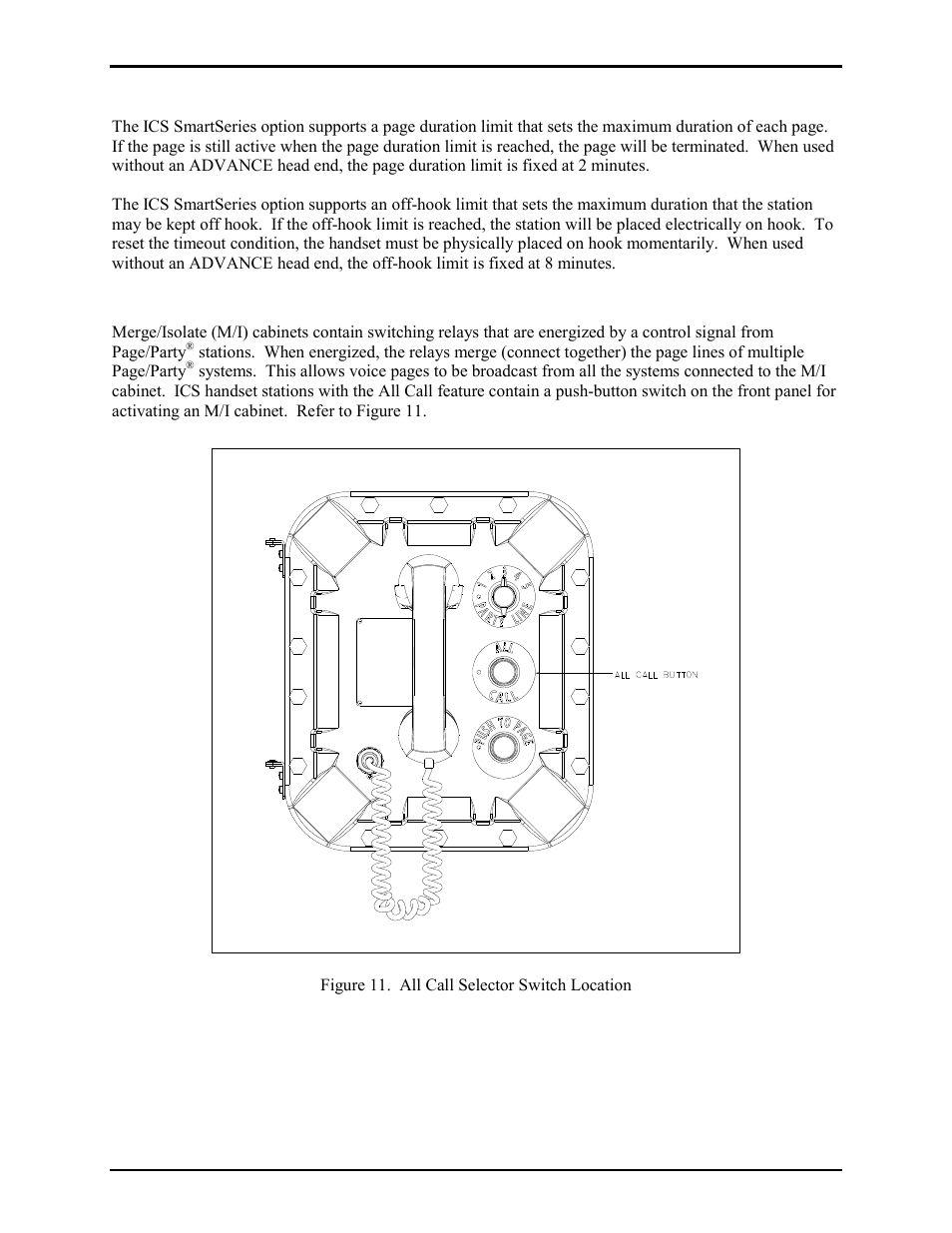 Station time-out features, All call paging utilizing a merge/isolate cabinet | GAI-Tronics ICS  Hazardous Area Page/Party Stations User Manual | Page 18 / 34