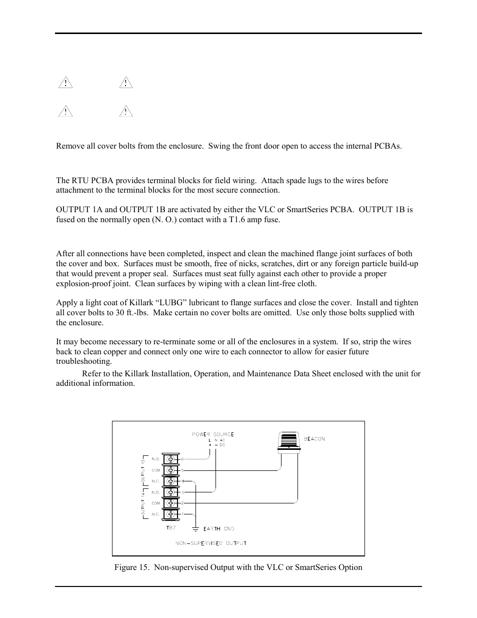 Installation, Opening the station, Field wiring | Attaching the front panel, Non-supervised output wiring configuration | GAI-Tronics ICS  Hazardous Area Page/Party Stations User Manual | Page 24 / 34