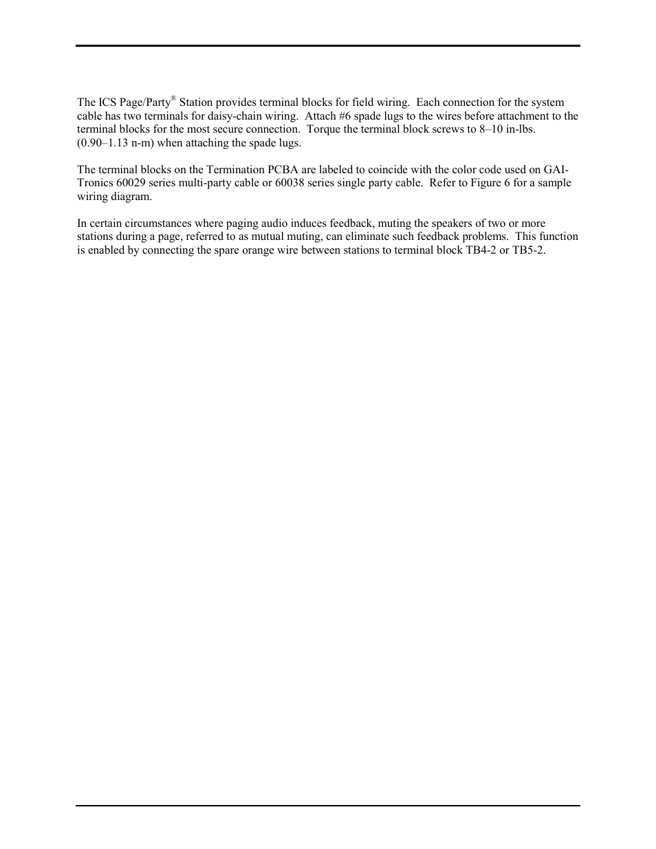 Field wiring | GAI-Tronics ICS  Hazardous Area Page/Party Stations User Manual | Page 8 / 34
