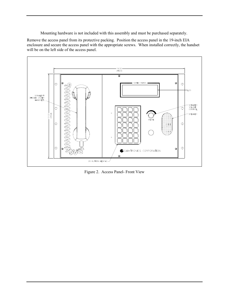 Mounting | GAI-Tronics 12576-501(x) ADVANCE Rack-Mount Access Panel with LCD Display User Manual | Page 3 / 18