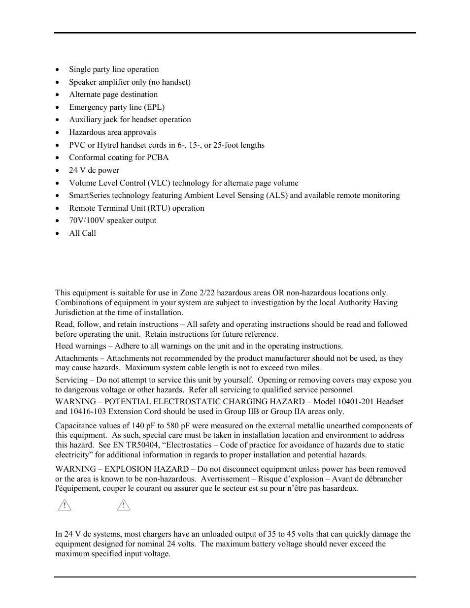 Options, Installation, Important safety instructions | GAI-Tronics ICS Zone 2/22 Weatherproof Page/Party Station User Manual | Page 4 / 36
