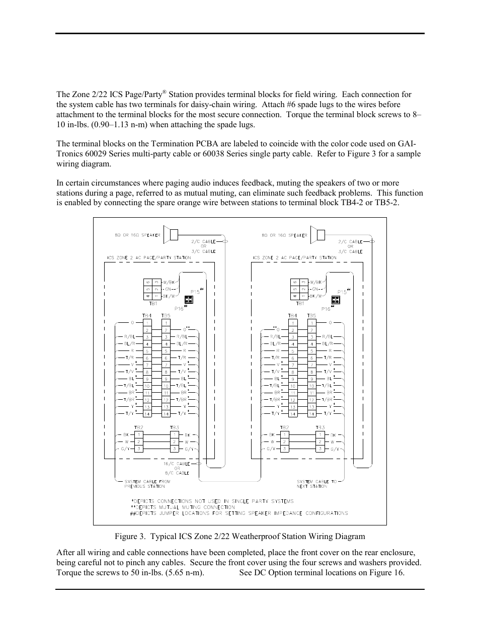 Field wiring | GAI-Tronics ICS Zone 2/22 Weatherproof Page/Party Station User Manual | Page 6 / 36