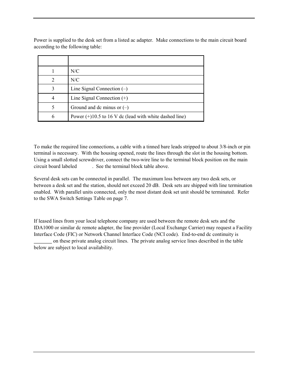 Power connections, Line connections, Line considerations - private circuit | GAI-Tronics IDR1000A DC Remote User and Installation Manual User Manual | Page 17 / 38