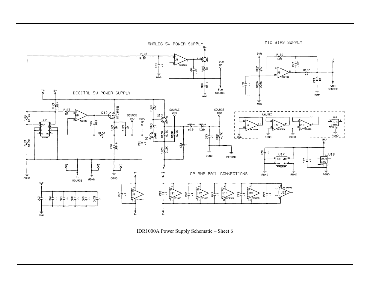 Idr1000a power supply schematic – sheet 6 | GAI-Tronics IDR1000A DC Remote User and Installation Manual User Manual | Page 35 / 38