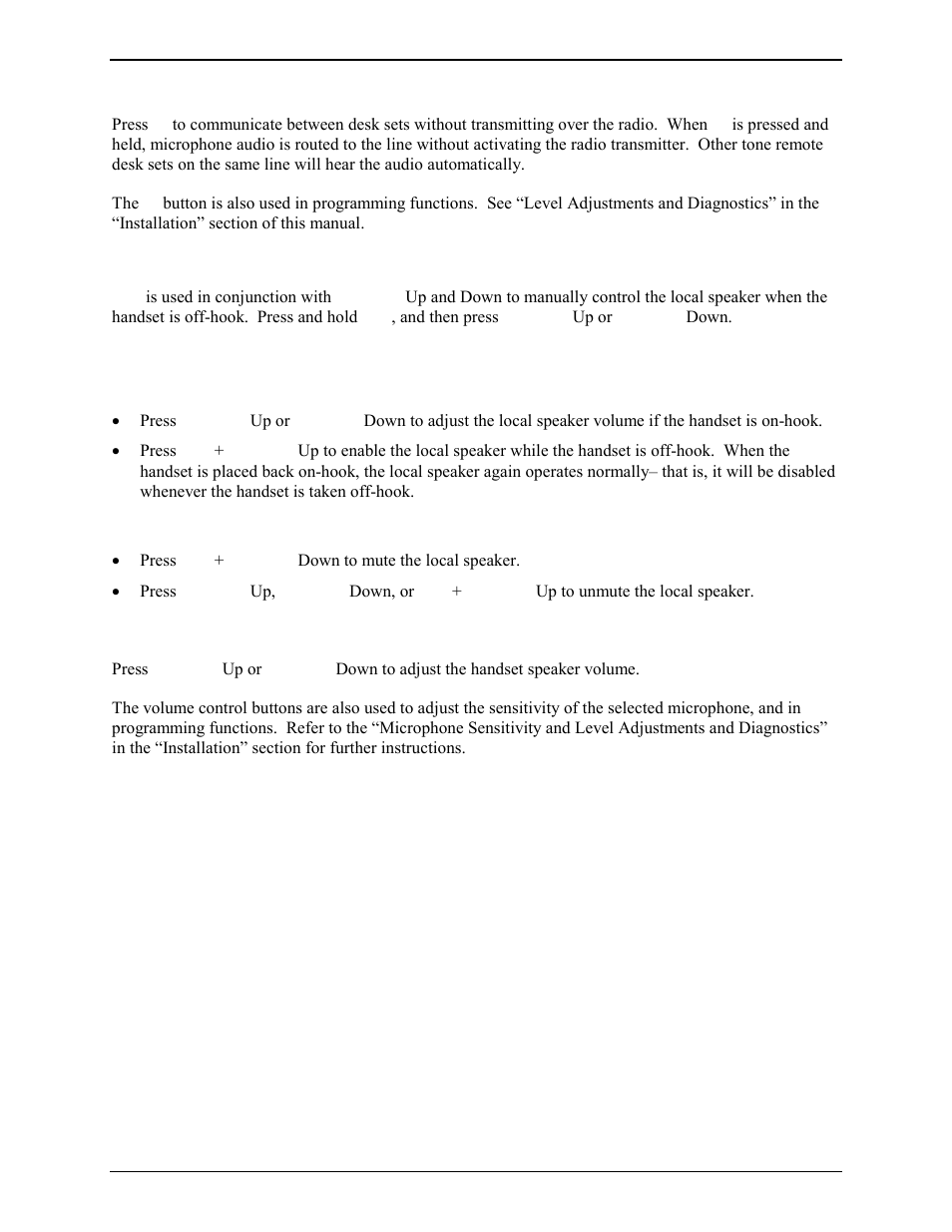Ic (intercom) button, Ctl (control) button, Volume up/down buttons | GAI-Tronics ITR2000A Tone Remote Deskset User and Installation Manual User Manual | Page 14 / 44