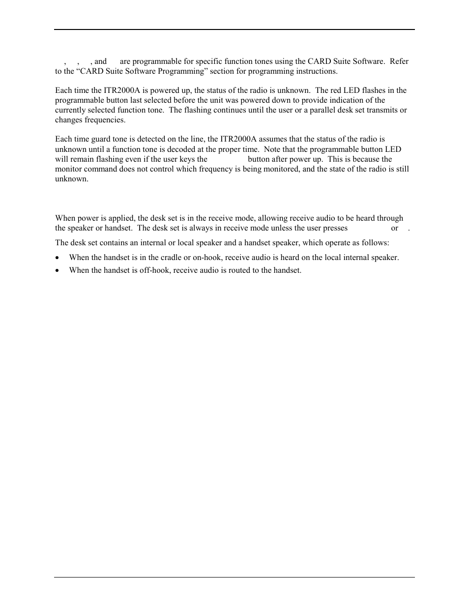 F1, f2, f3, and f4 programmable buttons, Receiving calls | GAI-Tronics ITR2000A Tone Remote Deskset User and Installation Manual User Manual | Page 15 / 44
