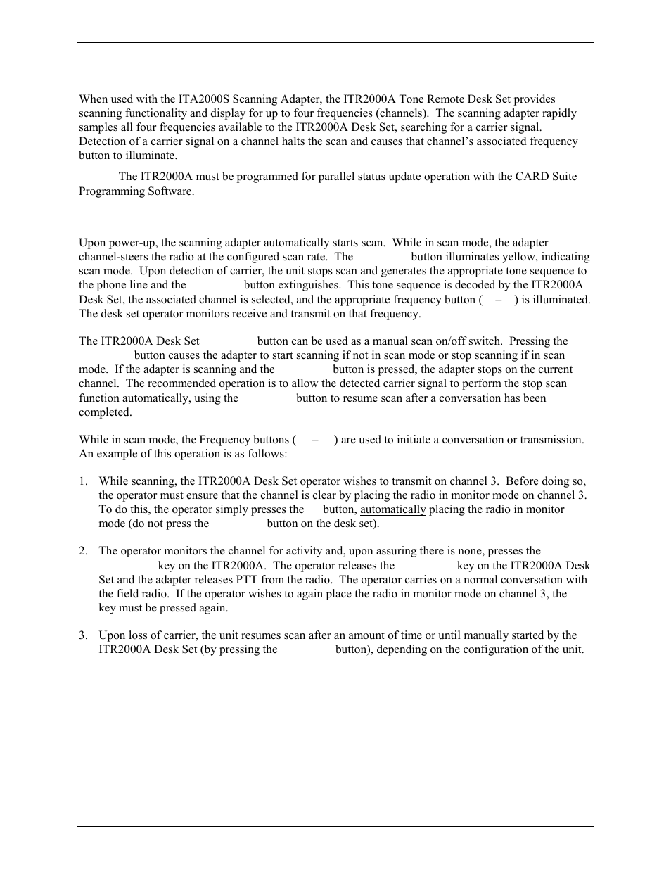 Scanning operation, Operation | GAI-Tronics ITR2000A Tone Remote Deskset User and Installation Manual User Manual | Page 17 / 44
