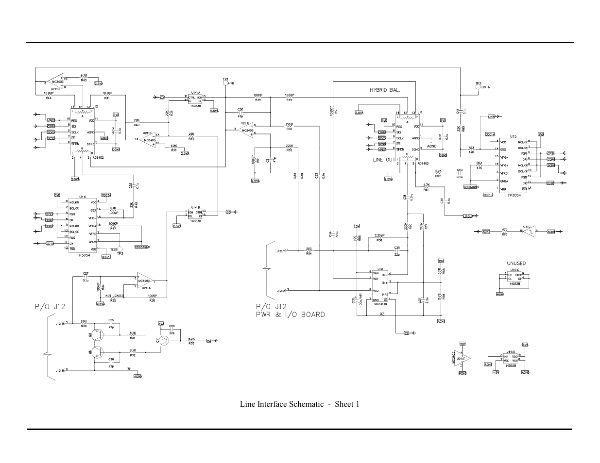 Line interface schematic - sheet 1 | GAI-Tronics ITR2000A Tone Remote Deskset User and Installation Manual User Manual | Page 36 / 44