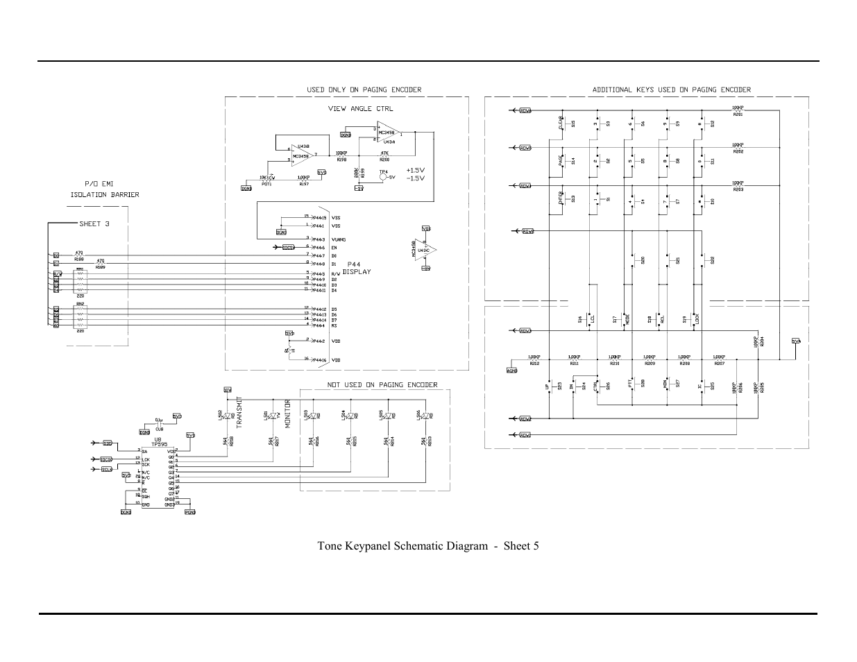 Tone keypanel schematic diagram - sheet 5 | GAI-Tronics ITR2000A Tone Remote Deskset User and Installation Manual User Manual | Page 40 / 44