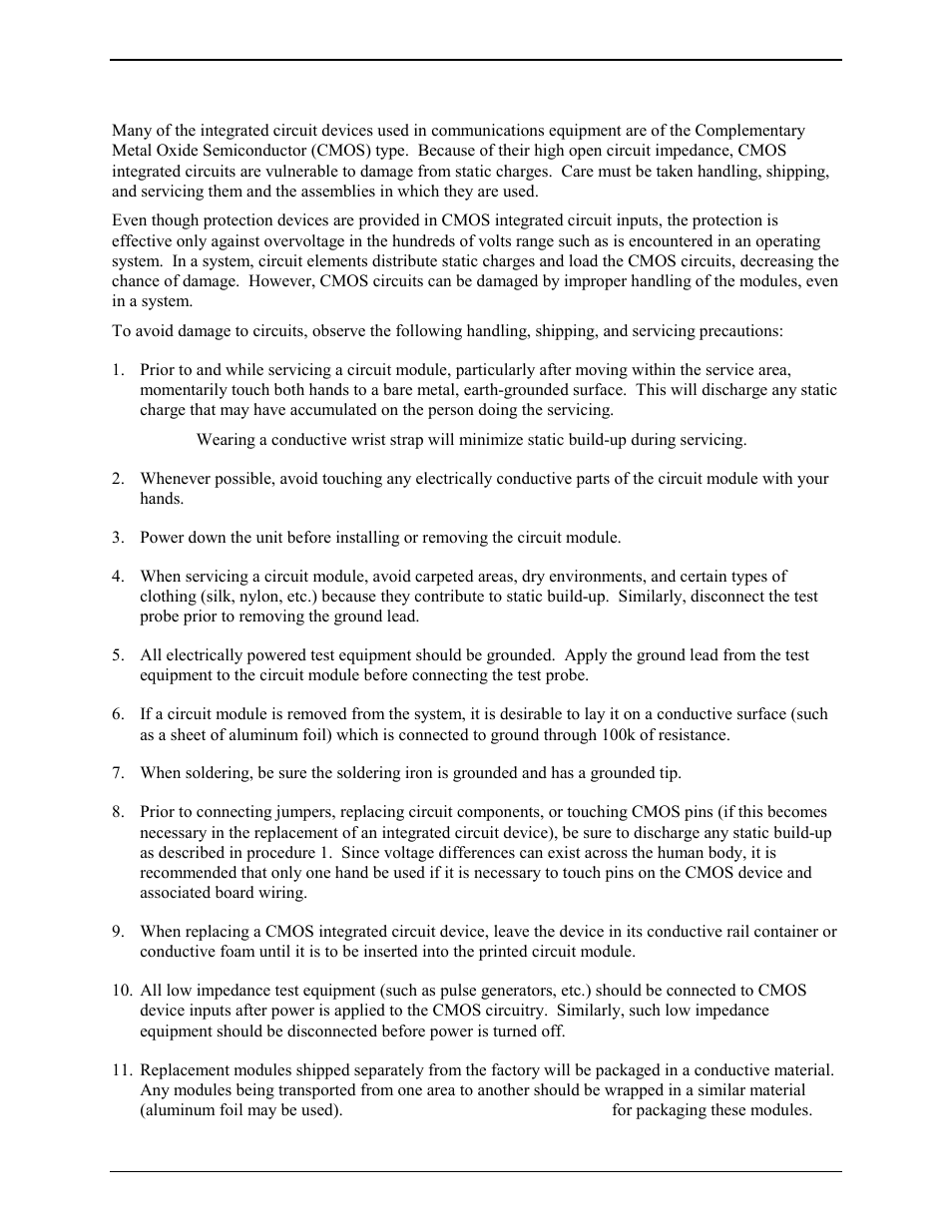 Safe handling of cmos integrated circuit devices | GAI-Tronics ITR2000A Tone Remote Deskset User and Installation Manual User Manual | Page 6 / 44