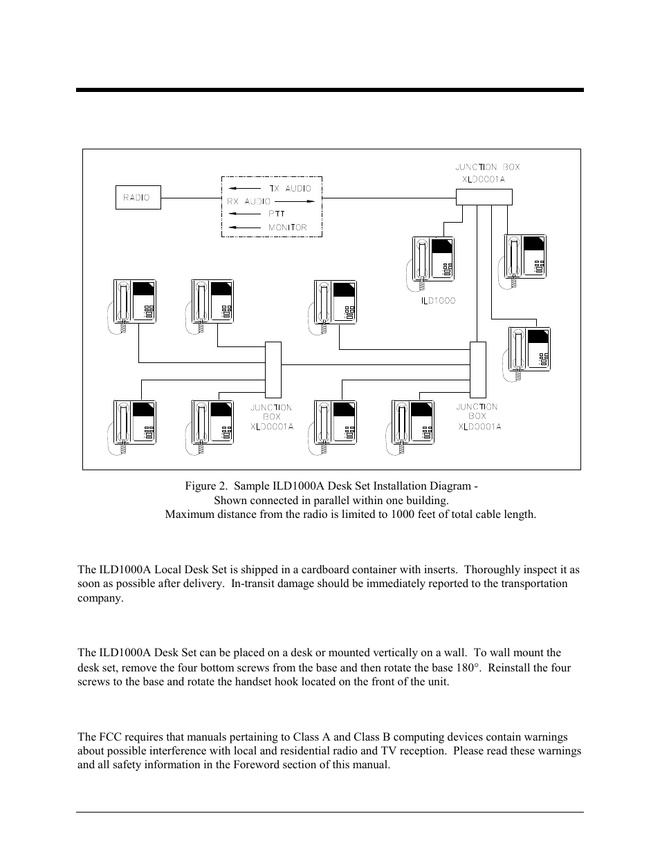 Installation, Planning the installation, Mechanical receipt inspection | Mounting, Fcc interference warnings | GAI-Tronics ILD1000A Local Deskset User and Installation Manual User Manual | Page 13 / 32