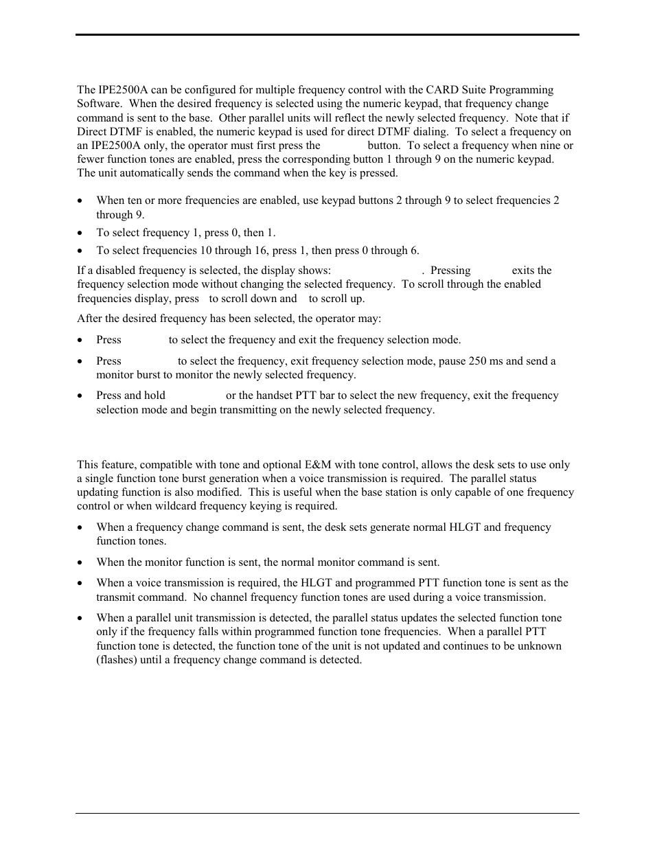 Numeric keypad frequency selection, Ptt function tone (key-up only function tone) | GAI-Tronics IPE2500A, IPE2500A-MLS Paging Encoder / Desktop Controller User and Installatoin Manual User Manual | Page 23 / 87