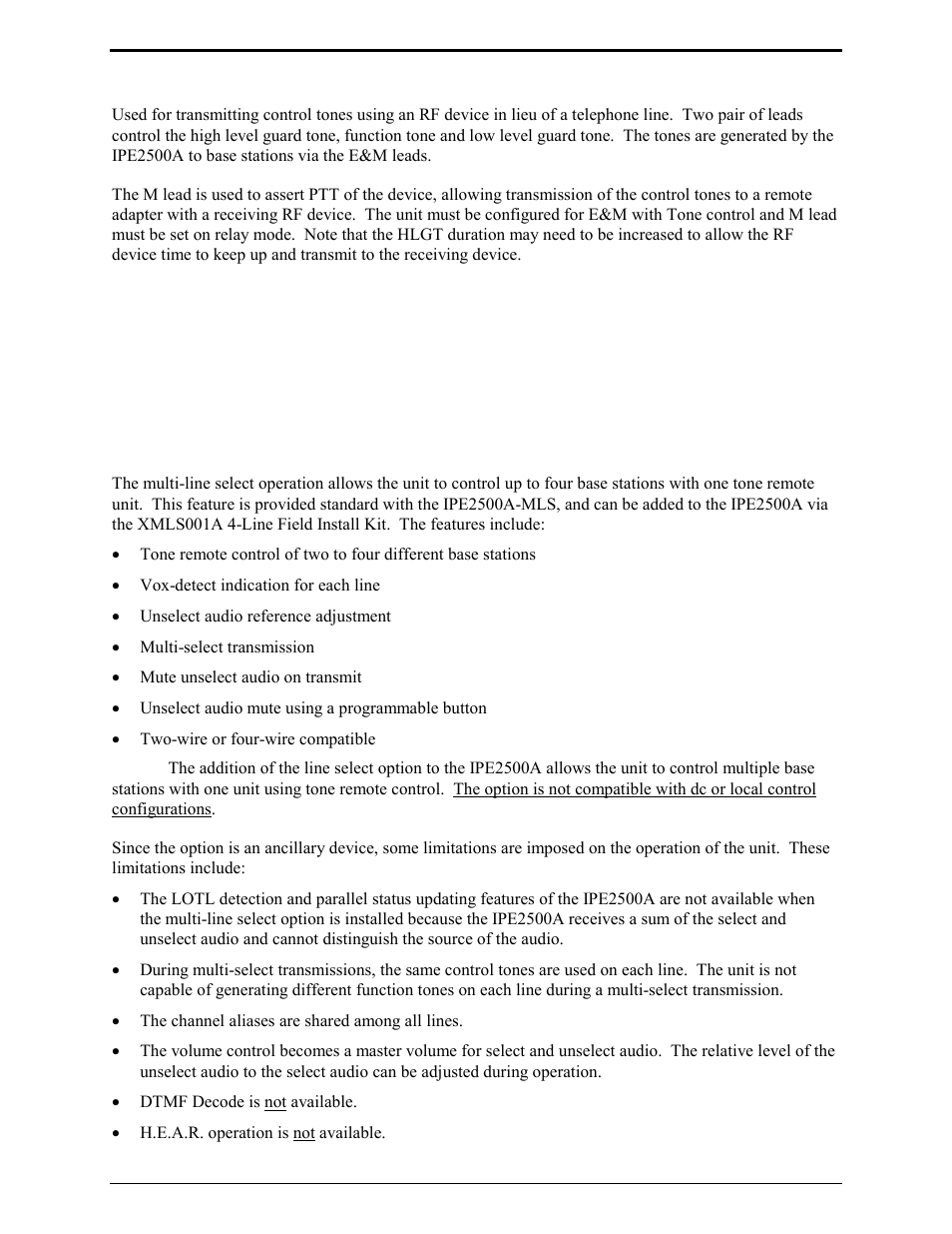 Multi-line select (ipe2500a-mls) | GAI-Tronics IPE2500A, IPE2500A-MLS Paging Encoder / Desktop Controller User and Installatoin Manual User Manual | Page 27 / 87