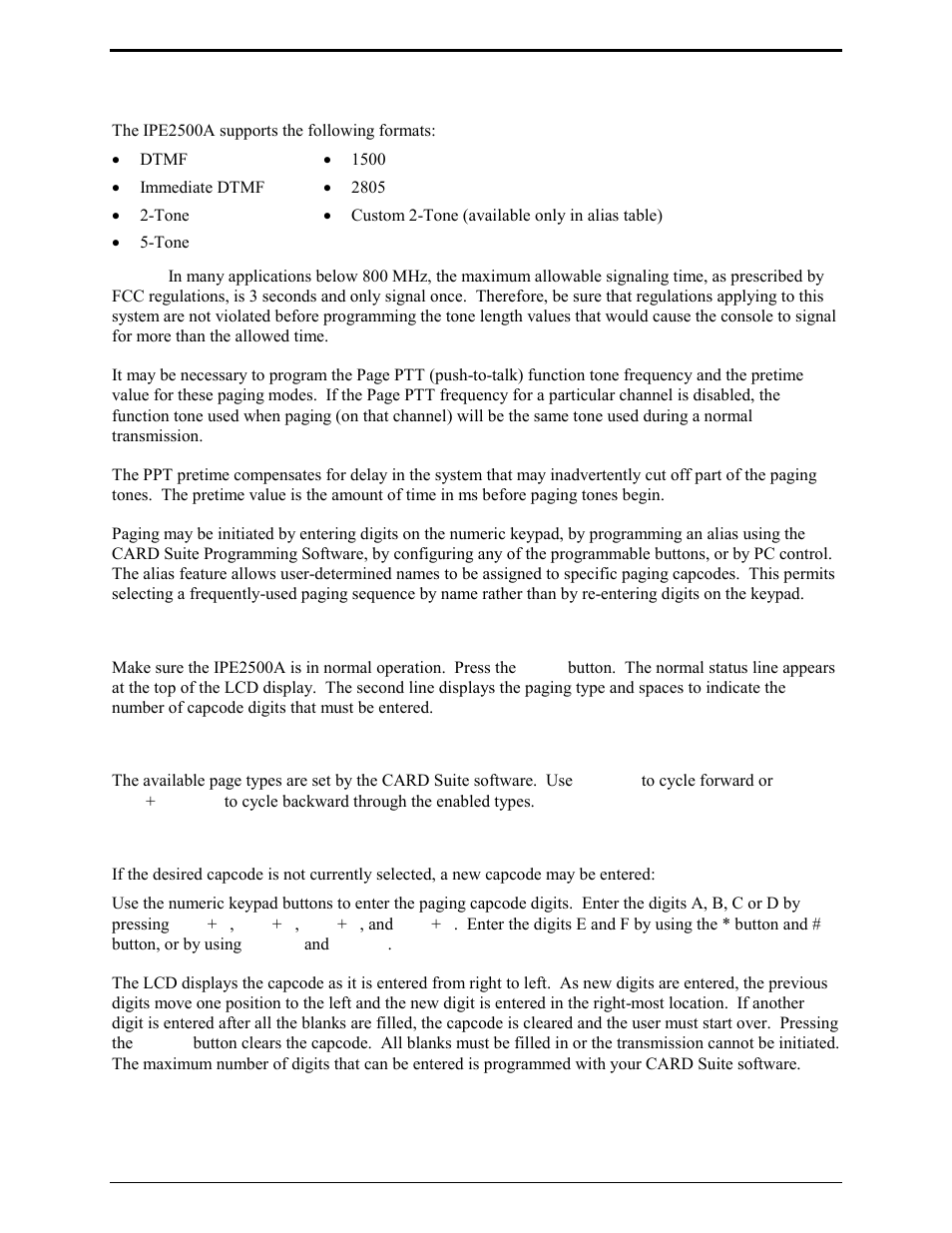 Paging, Entering the paging menu, Entering capcode digits for paging | GAI-Tronics IPE2500A, IPE2500A-MLS Paging Encoder / Desktop Controller User and Installatoin Manual User Manual | Page 30 / 87