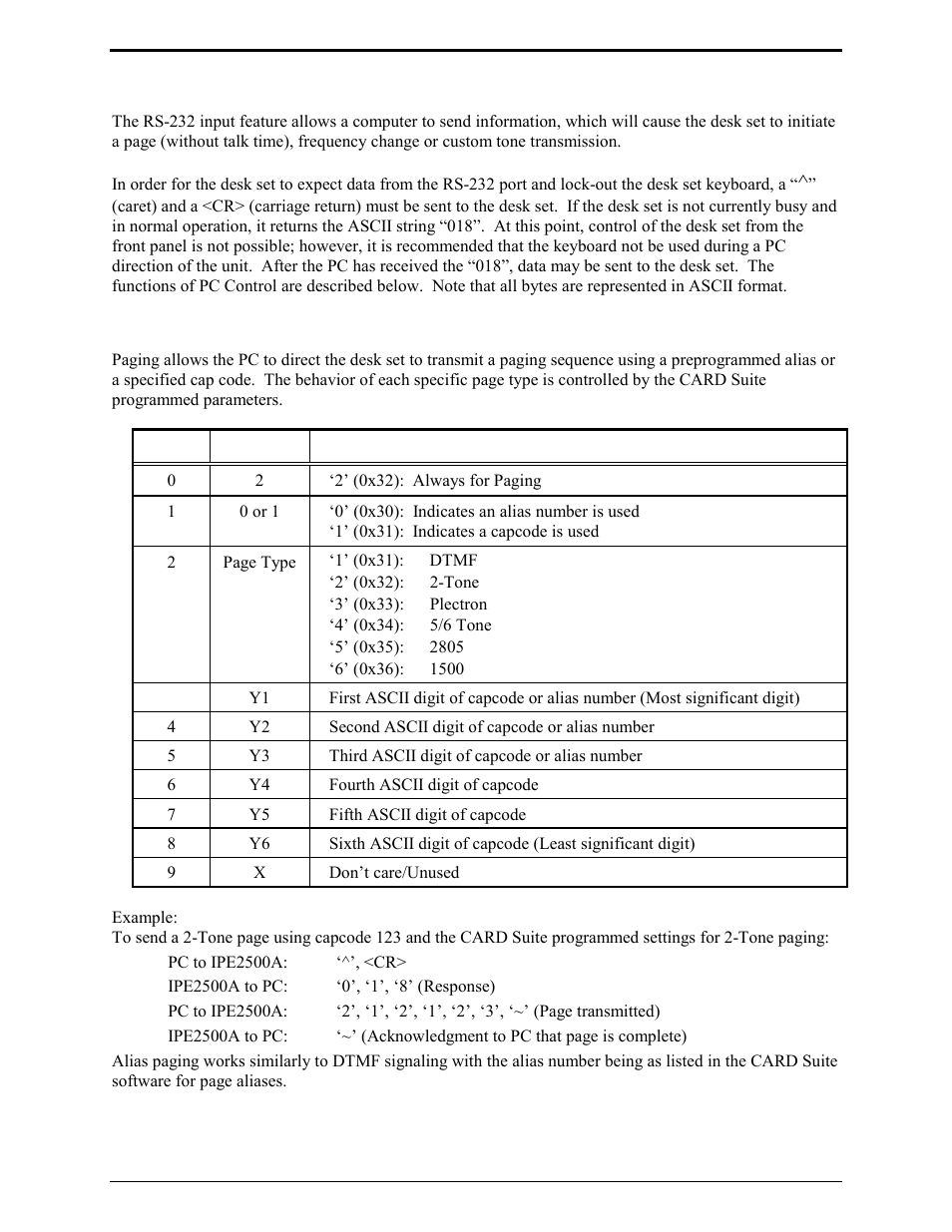 Rs-232 input or pc control, Paging | GAI-Tronics IPE2500A, IPE2500A-MLS Paging Encoder / Desktop Controller User and Installatoin Manual User Manual | Page 40 / 87