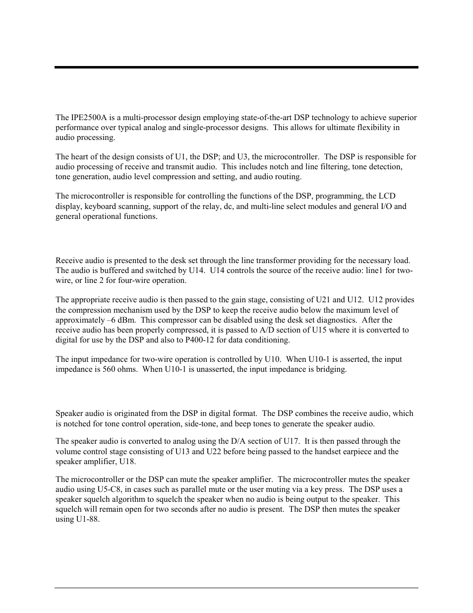 Theory of operation, General desk set overview, Receive audio | Speaker audio | GAI-Tronics IPE2500A, IPE2500A-MLS Paging Encoder / Desktop Controller User and Installatoin Manual User Manual | Page 61 / 87