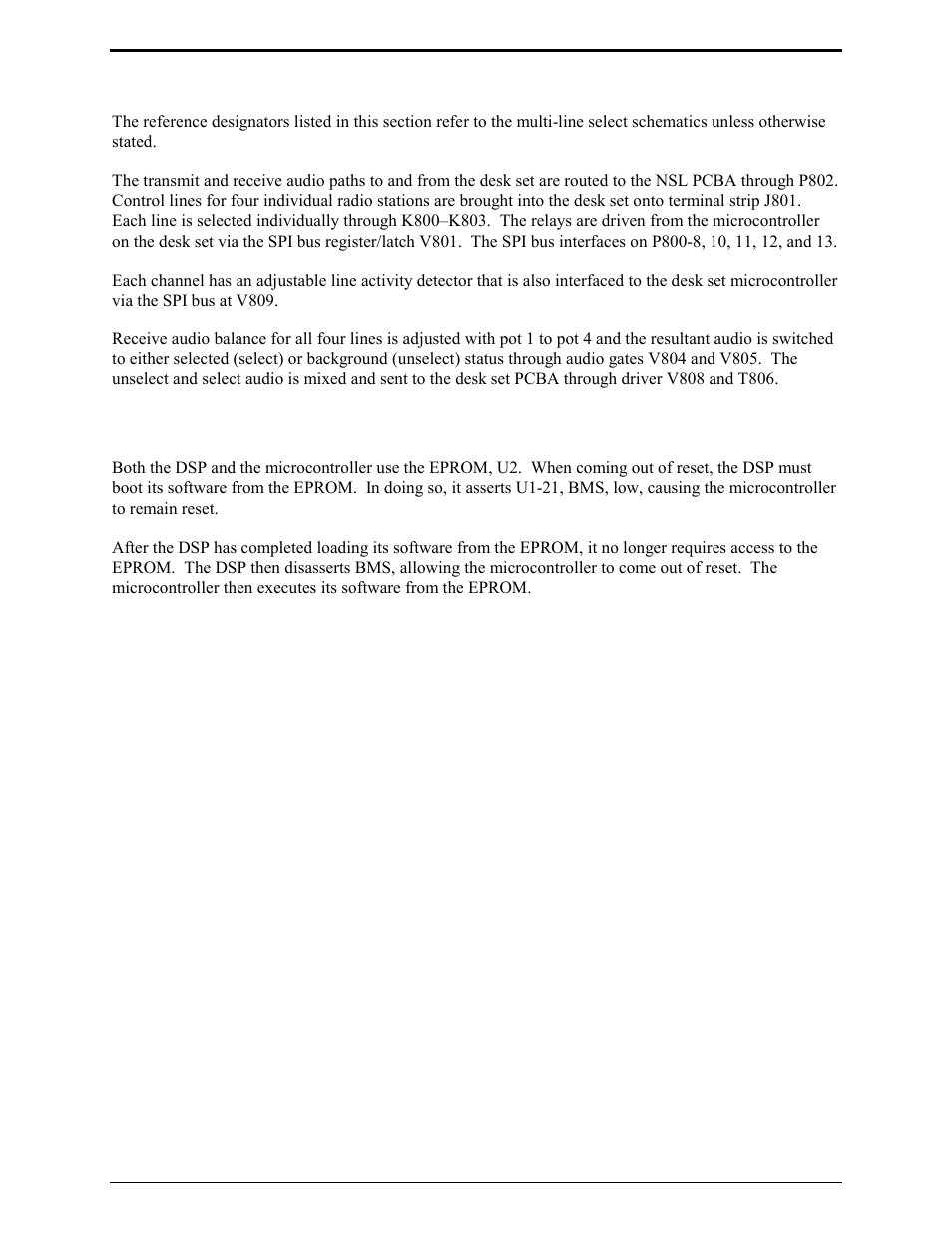 Multi-line select module, Reset circuit | GAI-Tronics IPE2500A, IPE2500A-MLS Paging Encoder / Desktop Controller User and Installatoin Manual User Manual | Page 64 / 87