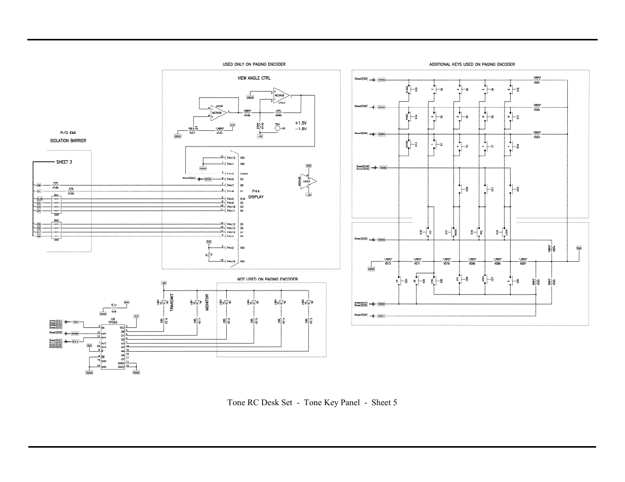Tone key panel - sheet 5 | GAI-Tronics IPE2500A, IPE2500A-MLS Paging Encoder / Desktop Controller User and Installatoin Manual User Manual | Page 78 / 87