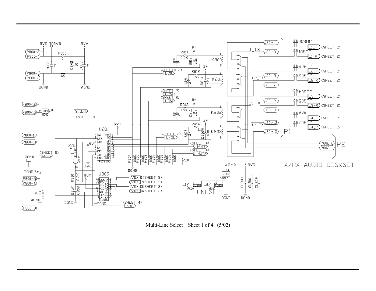 Multi-line select sheet 1 of 4 | GAI-Tronics IPE2500A, IPE2500A-MLS Paging Encoder / Desktop Controller User and Installatoin Manual User Manual | Page 82 / 87
