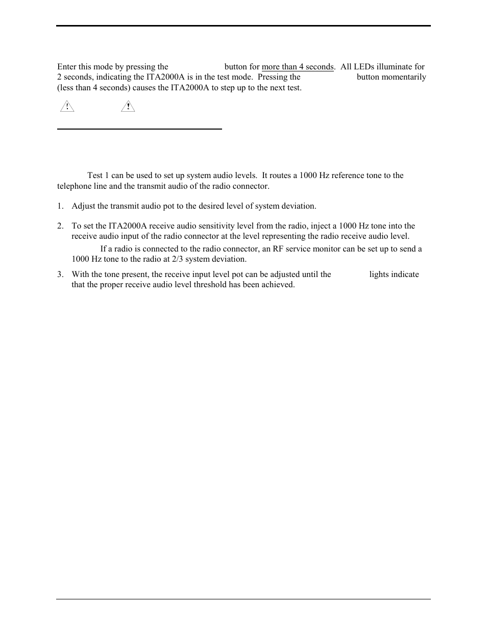 Test diagnostics | GAI-Tronics ITA2000A ITA2000A Series Tone Remote Adapter with Scanning User and Installation Manual User Manual | Page 38 / 54