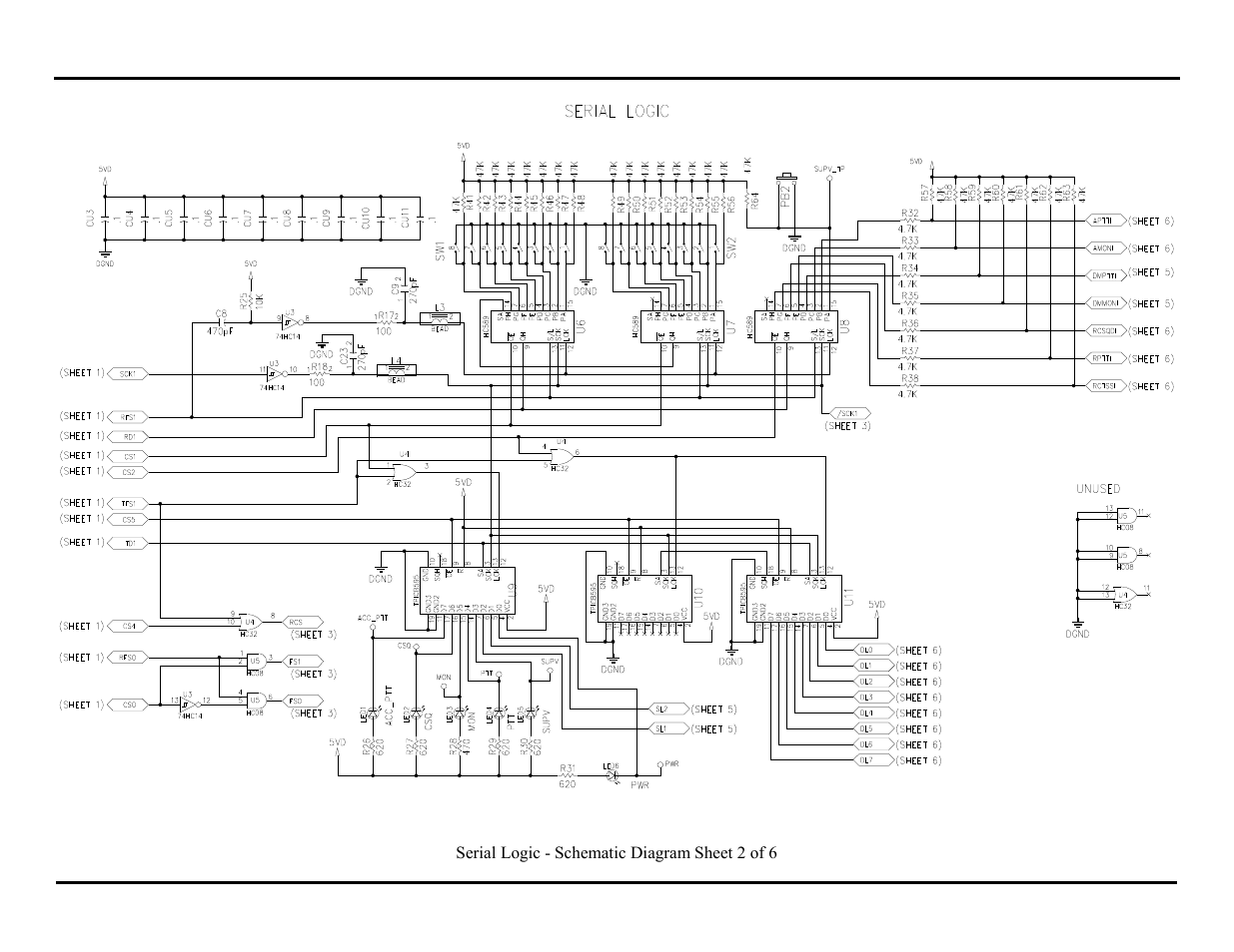 Serial logic - schematic diagram sheet 2 of 6 | GAI-Tronics ITA2000A ITA2000A Series Tone Remote Adapter with Scanning User and Installation Manual User Manual | Page 47 / 54