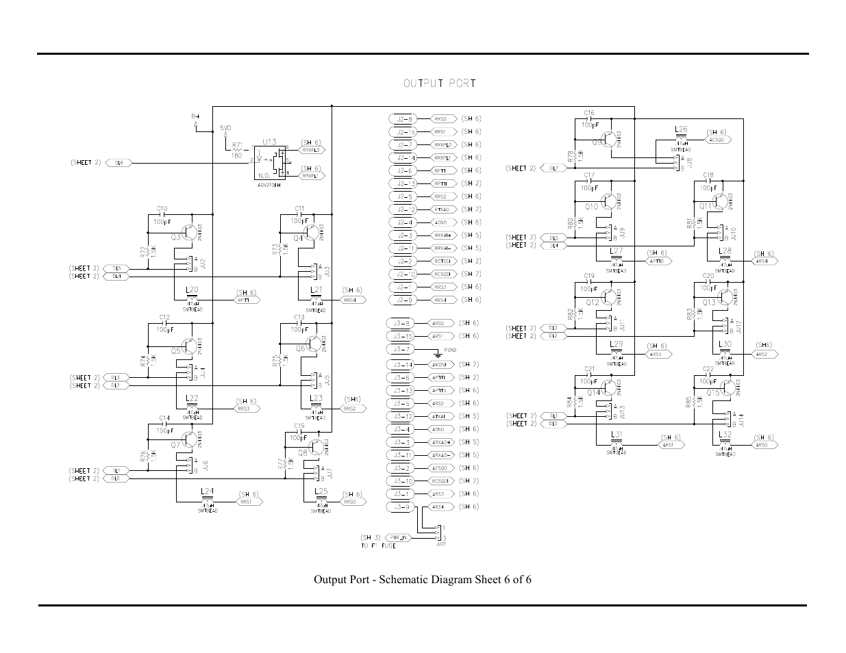 Output port - schematic diagram sheet 6 of 6 | GAI-Tronics ITA2000A ITA2000A Series Tone Remote Adapter with Scanning User and Installation Manual User Manual | Page 51 / 54