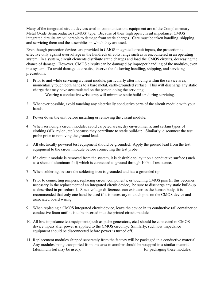 Safe handling of cmos integrated circuit devices | GAI-Tronics ITA2000A ITA2000A Series Tone Remote Adapter with Scanning User and Installation Manual User Manual | Page 6 / 54