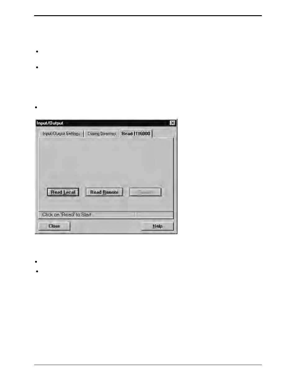 Serial port setup, Input/output – i/o settings - read iti6000a | GAI-Tronics MRTI 2000 (No. PL1877A) Microprocessor Radio Telephone Interconnect Installation & Service Manual User Manual | Page 28 / 172