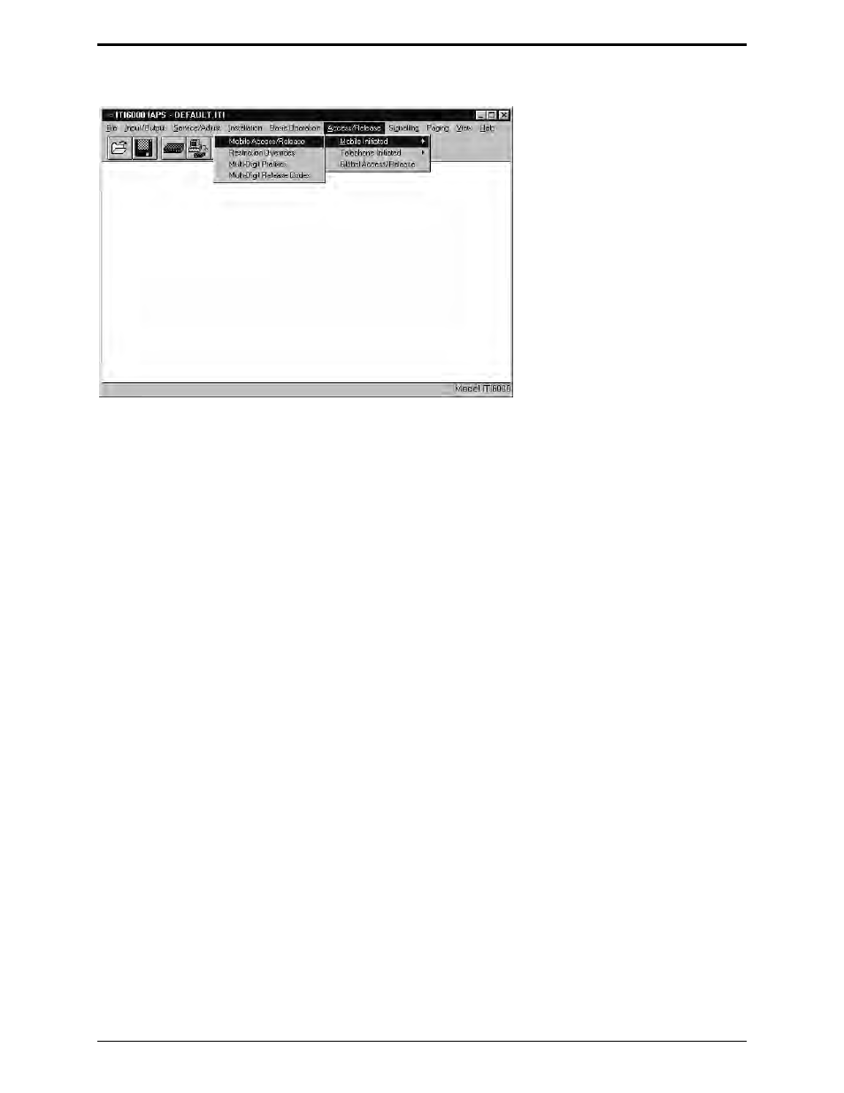 Access/release settings, Access command, Normal release command | Mobile access to busy phone line, Require multi-digit prefix | GAI-Tronics MRTI 2000 (No. PL1877A) Microprocessor Radio Telephone Interconnect Installation & Service Manual User Manual | Page 38 / 172