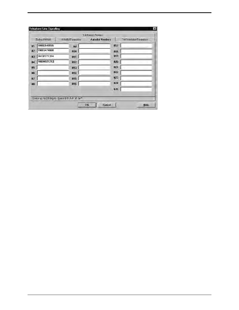 Allow 9 as first digit of phone number, Allow 1 as first digit of phone number, Allow 0 as first digit of phone number | Toll restrictions apply to autodial, Maximum length of telephone numbers | GAI-Tronics MRTI 2000 (No. PL1877A) Microprocessor Radio Telephone Interconnect Installation & Service Manual User Manual | Page 47 / 172