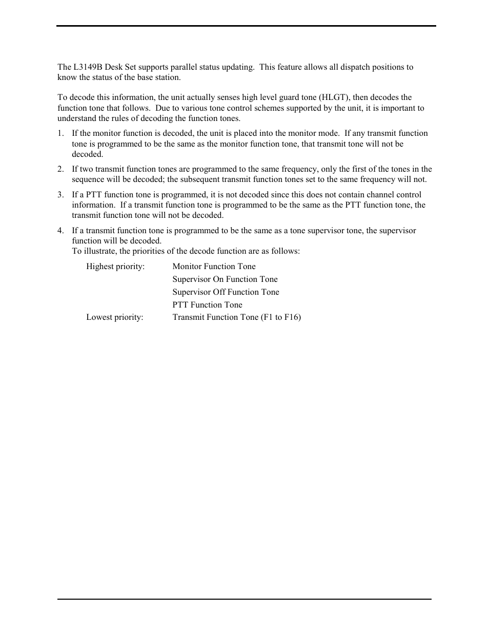 Parallel status operation (tone operation only) | GAI-Tronics L3149B C200 Advanced Deskset User Manual | Page 21 / 92