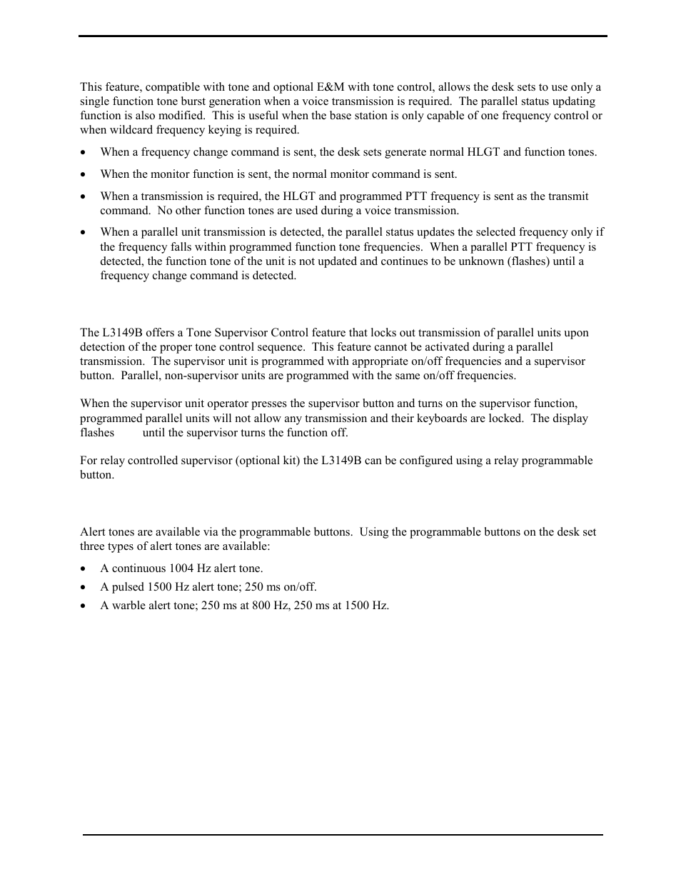 Ptt frequency, Tone supervisor control, Alert tones | GAI-Tronics L3149B C200 Advanced Deskset User Manual | Page 22 / 92