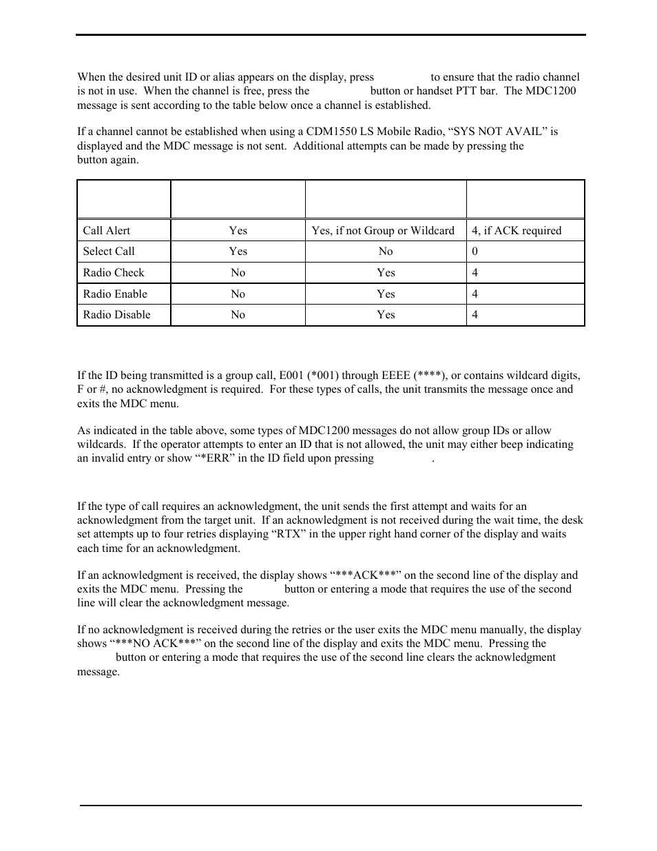 Sending the mdc1200 message, Group calls and wildcards, Acknowledgments | GAI-Tronics L3149B C200 Advanced Deskset User Manual | Page 26 / 92