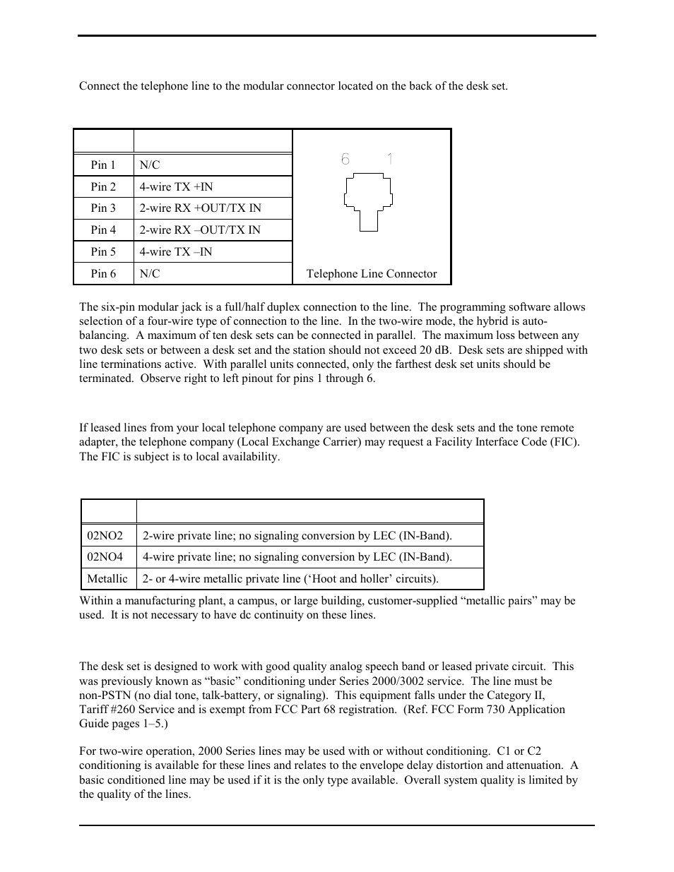 Line connections for the l3149b desk set, Line considerations - private circuit, Circuit conditioning | GAI-Tronics L3149B C200 Advanced Deskset User Manual | Page 36 / 92