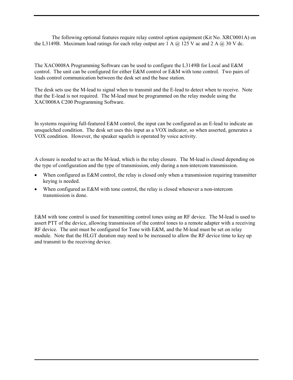 Relay control, E-lead, M-lead | E&m with tone control | GAI-Tronics L3149B C200 Advanced Deskset User Manual | Page 39 / 92
